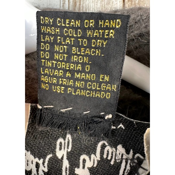 TALK OF THE WALK Vintage Sweater Womens 2XL Taupe Oatmeal Beaded Angora Blend - Picture 6 of 9